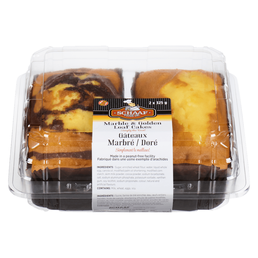 Golden & Marble Loaf Cakes (Twin-Pack) - Premium Loaf Cake by Schaaf Foods Inc. - Canadian Loaf Manufacturer